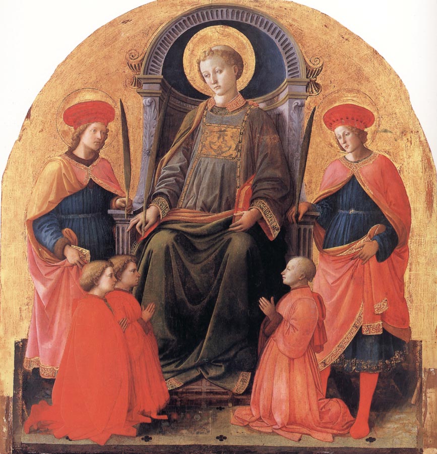 Fra Filippo Lippi St Lawrence Enthroned with Sts Cosmas and Damian,Other Saints and Donors